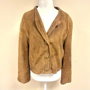 Brown suede cropped jacket.     Size M
